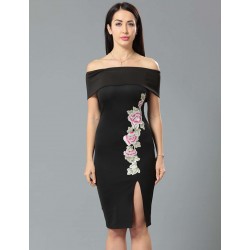 Black Print Bodycon Dress