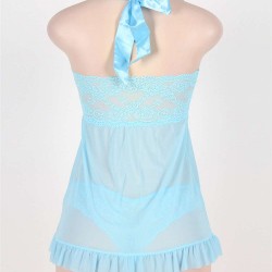 Light Blue Bow Fly-away Halter Babydoll Light Blue Bow Fly-away Halter Babydoll