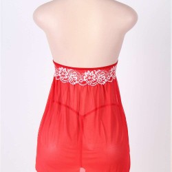 Red Lace stitching Halter Open Back Sleepwear Red Lace stitching Halter Open Back Sleepwear