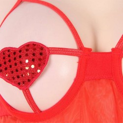 Red Open Cup Plus Size Babydoll With Adjustable Strap