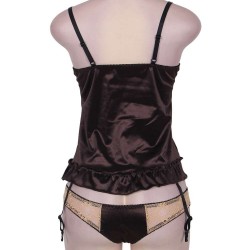 Deluxe Satin Lace Stitching Babydoll