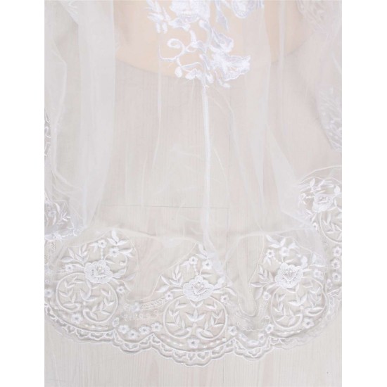 Delicate Lace Evening Gown Pure White