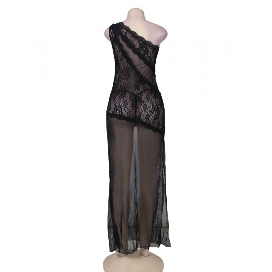 Black Lace Asymmetrical Gown Black Lace Asymmetrical Gown
