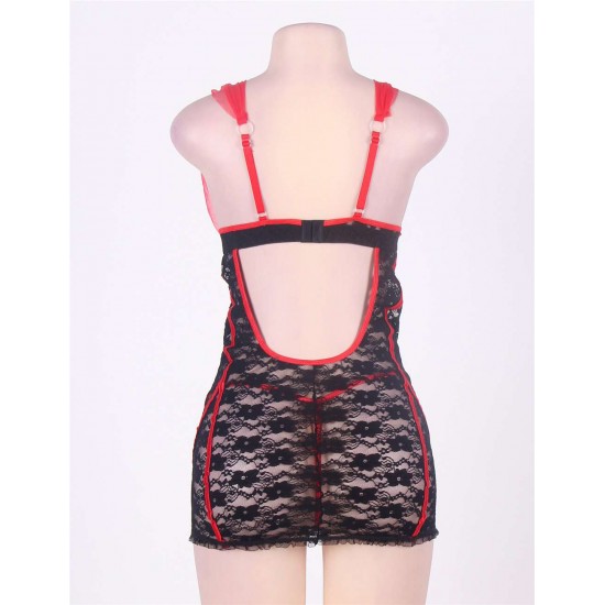 Stretch Red And Black Babydoll Denier Chemise Stretch Red And Black Babydoll Denier Chemise