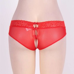 Plus Size Sexy Holiday Peek A Boo Back Mesh Crotchless Valentines Panty