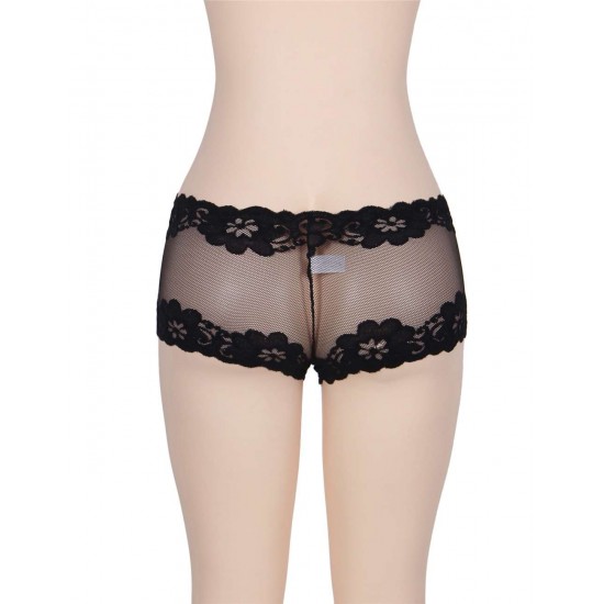 Black Floral Lace Mesh Sexy Panty Black Floral Lace Mesh Sexy Panty