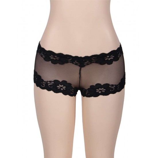 Black Floral Lace Mesh Sexy Panty Black Floral Lace Mesh Sexy Panty