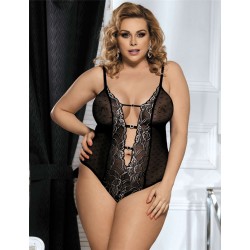 Plus Size Halter Teddy With Lace Embroidery Plus Size Halter Teddy With Lace Embroidery