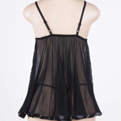 Sexy Sheer Lace Black Babydoll With G String