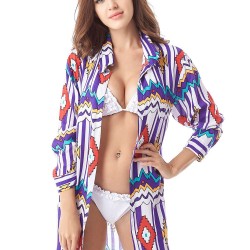 Fashion Colorful Trendy Geometry Print Cover-ups