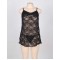 Black Plus Size Sheer Lace Dress With G String 