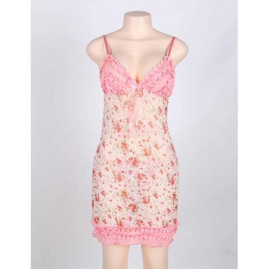 Sexy Floral Pink Lace Babydoll Sexy Floral Pink Lace Babydoll