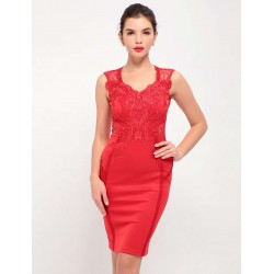 Red Deluxe Decals Fashion Dress Lace Bodycon Red Deluxe Decals Fashion Dress Lace Bodycon
