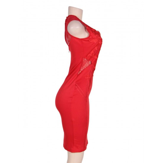 Red Deluxe Decals Fashion Dress Lace Bodycon Red Deluxe Decals Fashion Dress Lace Bodycon