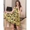 Print rose yellow fashion dress