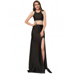 Plus Size Black Cross-strapped Gown