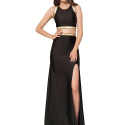 Plus Size Black Cross-strapped Gown
