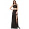 Plus Size Black Cross-strapped Gown