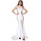Plus Size Embroidery Sleeveless High Neck Backless White Party Gown