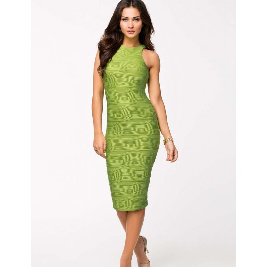 Structured Bodycon Sleeveless Green Midi Dress Structured Bodycon Sleeveless Green Midi Dress