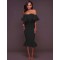 Plus Size Ruffle Off-Shoulder Midi Black Bodycon Dress