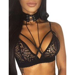 Plus Size Black Strappy Harness Bralette Bra Plus Size Black Strappy Harness Bralette Bra