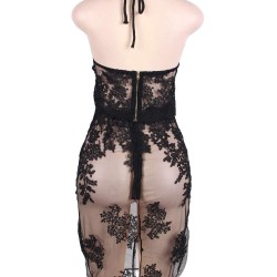 Plus Size Elegant Black Deluxe Decals Fashion Dress