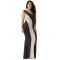 Plus Size Black And Nude One Shoulder Maxi Dress