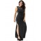 Plus Size Ruffled Sequin Lace Trim Black Maxi Dress