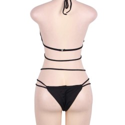 Summer Women Sexy Black Braided Bikini Set
