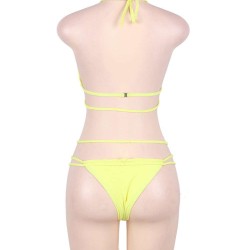 Sexy Summer Women Yellow Braided Bikini Set