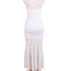 Plus Size White Lace Elegant Party Gown