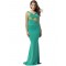 Green Elegant Embroidery Backless Sleeveless Party Gown