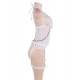 White Sheer Mesh Babydoll Lingerie Garter Set White Sheer Mesh Babydoll Lingerie Garter Set