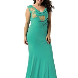 Green Elegant Embroidery Party Gown