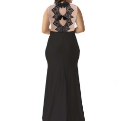 Plus Size Black Transparent Gauze Evening Dress