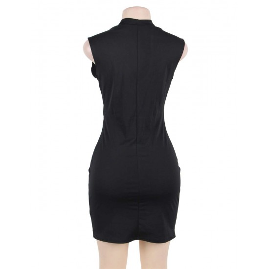 Plus Size Rose Embroidery Black Mini Dress Plus Size Rose Embroidery Black Mini Dress