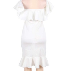 Plus Size White Off-Shoulder Ruffle Bodycon Mermaid Party Dress