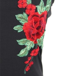 Elegant Embroidery Fashion Dress Black Bodycon