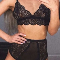 Black Lace Temptation 2pcs Bralette Lingerie Set