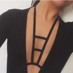 Strappy Black Elastic Harness Bra Women Bralette