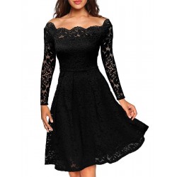 Plus Size Black Lace Long Sleeve Off Shoulder Dress Plus Size Black Lace Long Sleeve Off Shoulder Dress