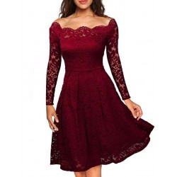 Red Lace Long Sleeve Off Shoulder Dress Red Lace Long Sleeve Off Shoulder Dress