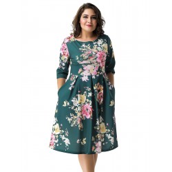 Plus Size Green Printing Fashion Dress Plus Size Green Printing Fashion Dress