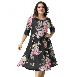 Plus Size Black Printing Fashion Dress Plus Size Black Printing Fashion Dress