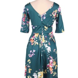 Half Sleeve Jasper Vintage Style Floral Swing Dress