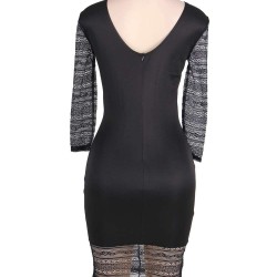 Black Lace Floral Embroidery Bodycon Dress