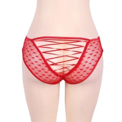 Plus Size Sexy Red Lace Strappy Panty