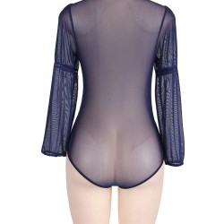 Exquisite Blue Lace Sleeve Teddy