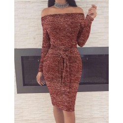 Long Sleeve Off-Shoulder Bodycon Dress Long Sleeve Off-Shoulder Bodycon Dress